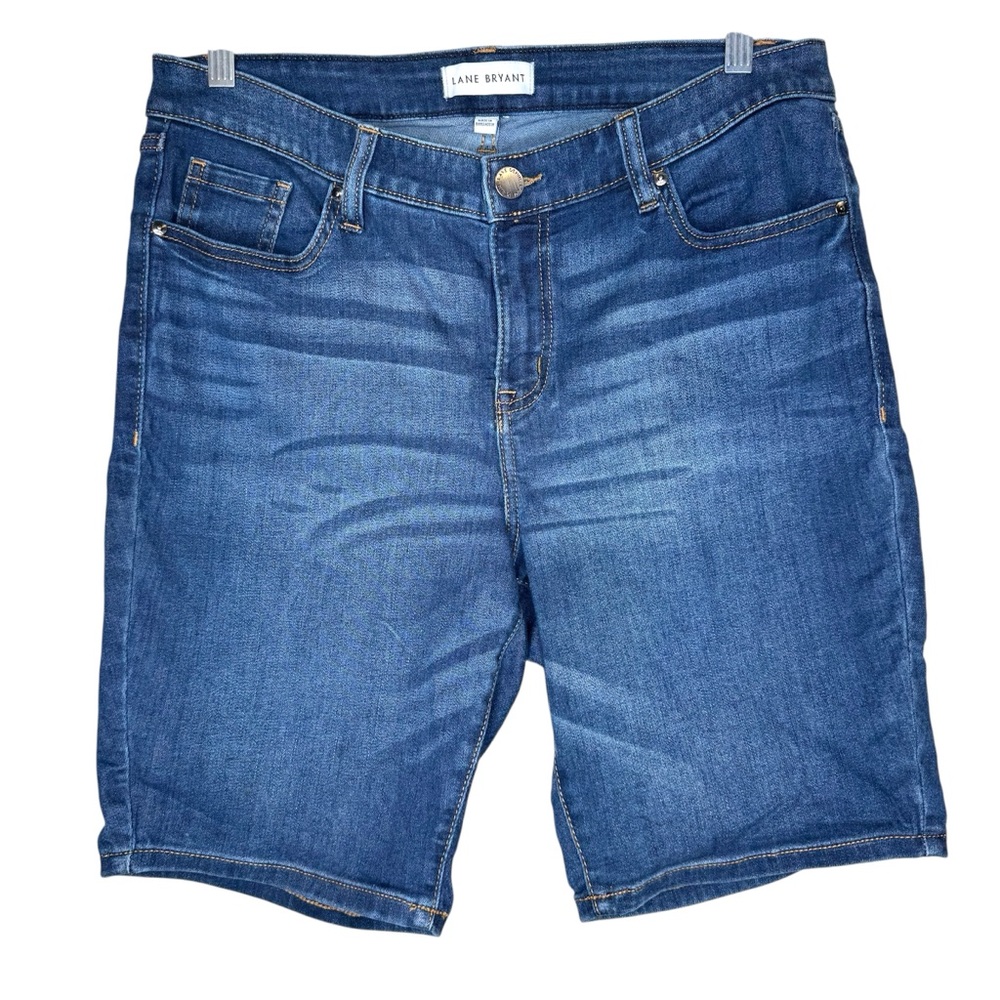 Lane Bryant Denim Blue Flex Magic Waistband Bermuda Shorts Size 14